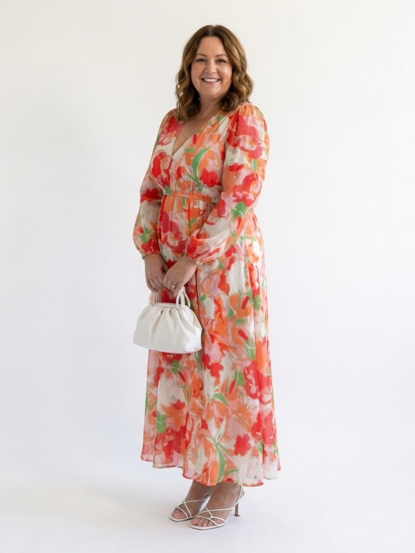Women's Floral Long Sleeve Maxi Dress