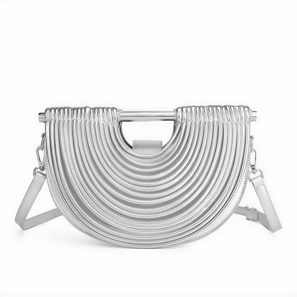 Women's Half-Moon Frame Evening Bag - Silver