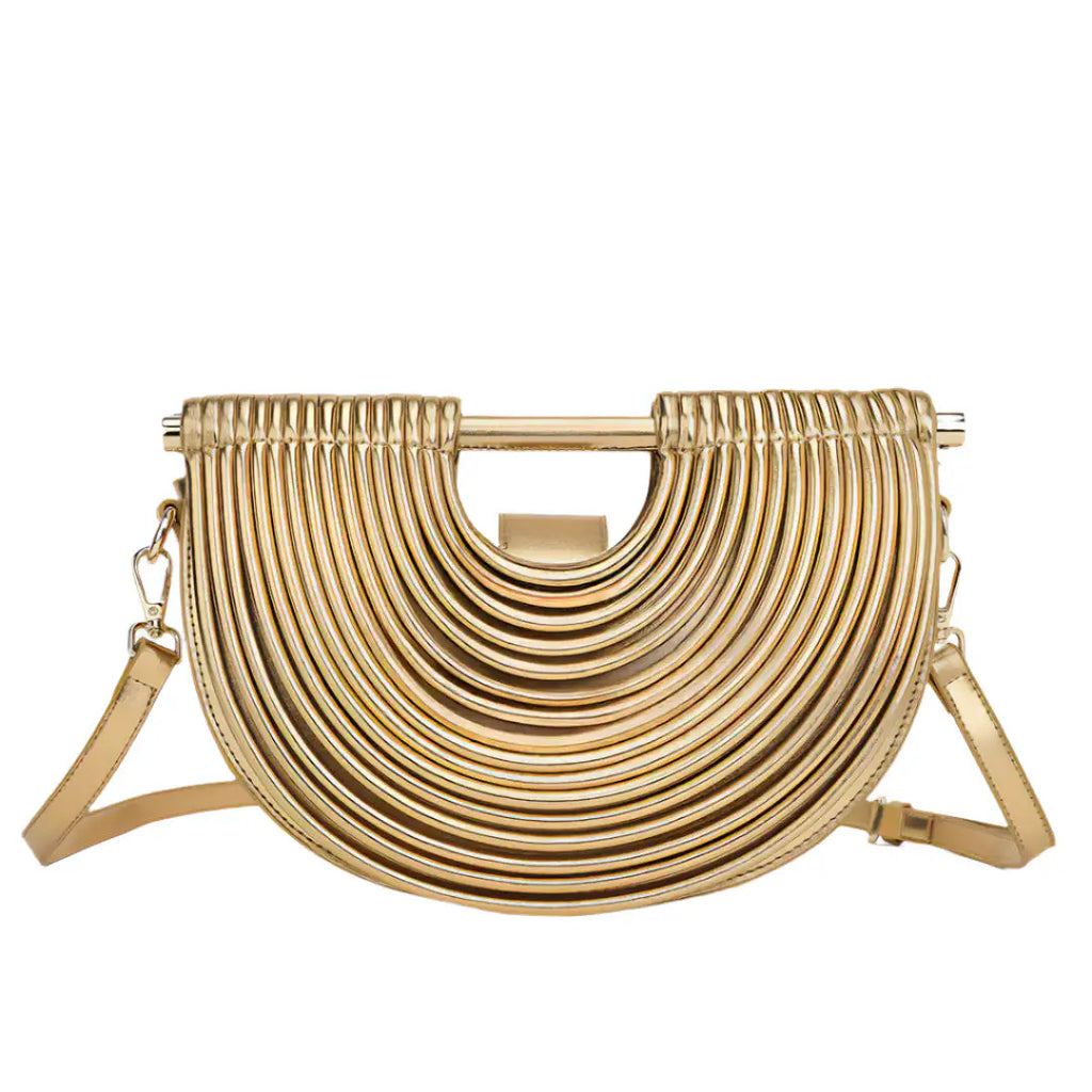 Women's Half-Moon Frame Evening Bag - Gold