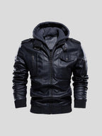 Men's Elegant Lightweight Leather Jacket - Black