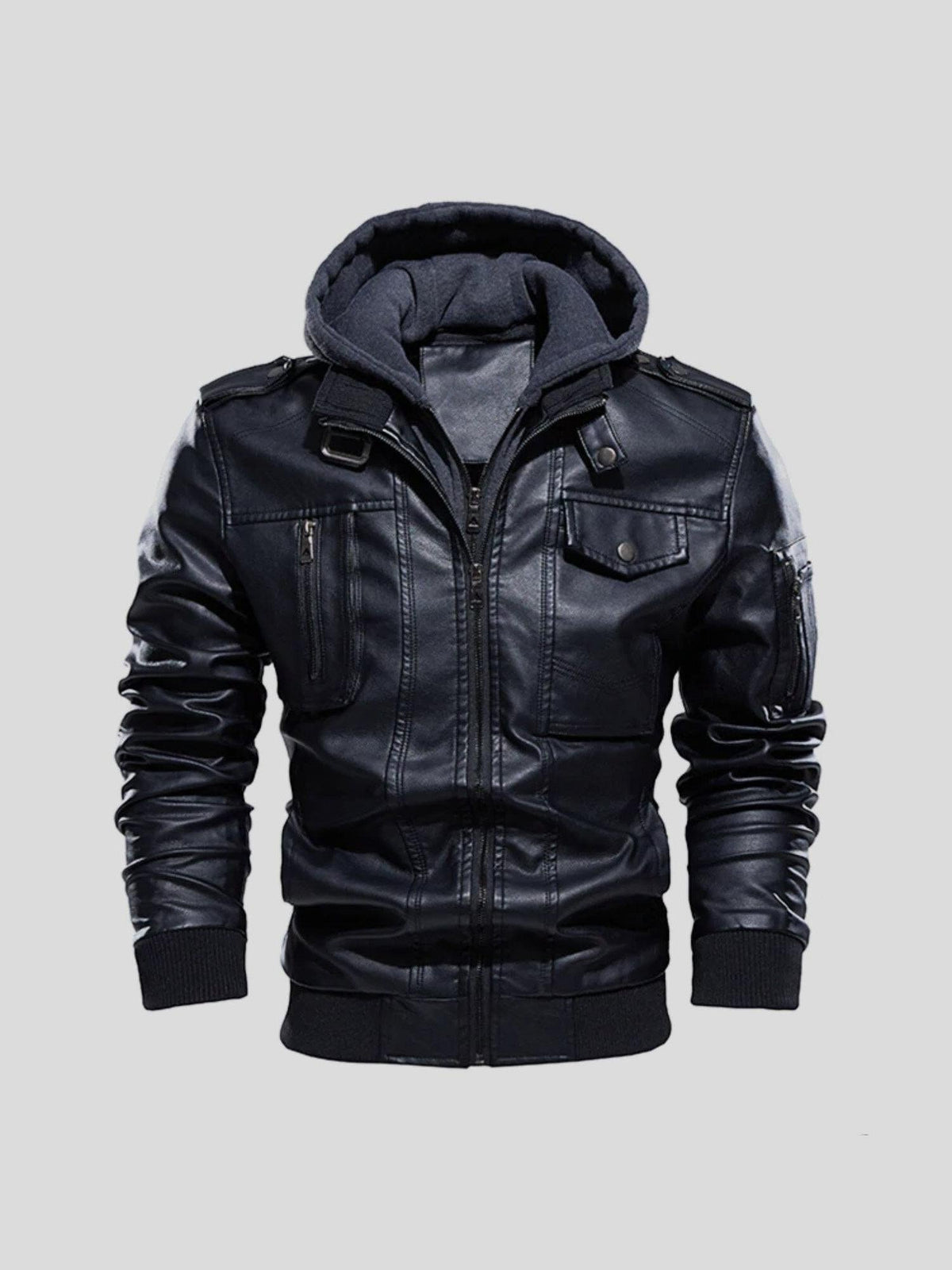 Men's Elegant Lightweight Leather Jacket - Black