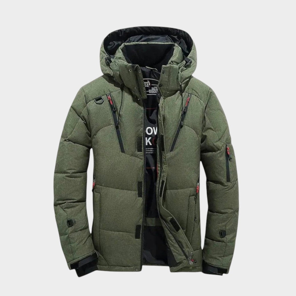 Men's Solid Waterproof Winter Jacket - Green