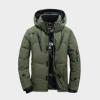 Men's Solid Waterproof Winter Jacket - Green