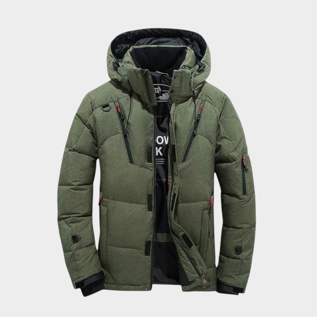 Men's Solid Waterproof Winter Jacket - Green