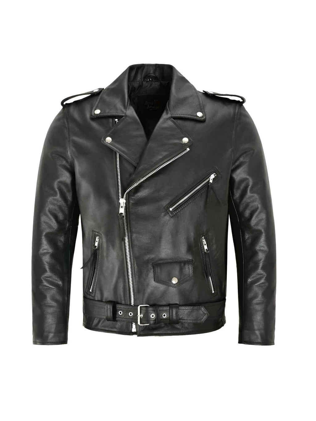 Women's Classic Leather Moto Jacket - Black