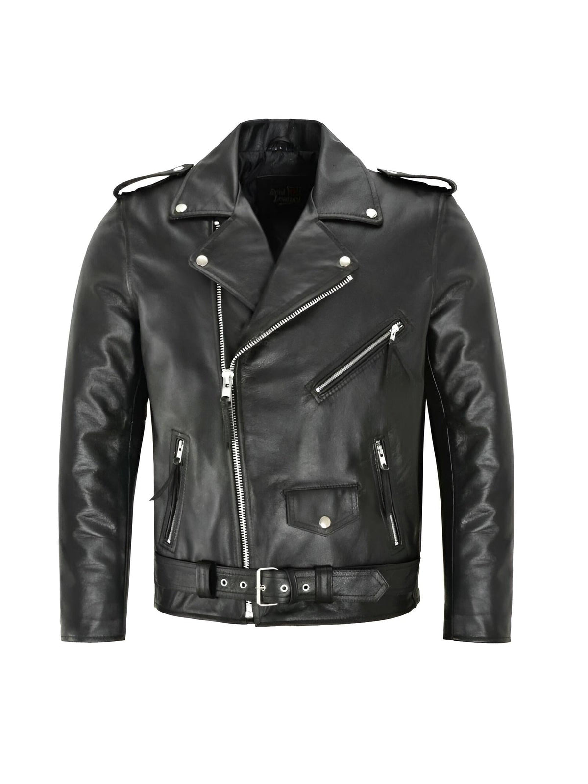 Women's Classic Leather Moto Jacket - Black
