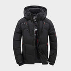 Men's Solid Waterproof Winter Jacket - Black