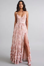 Women's Strappy Maxi Dress with Side Slit