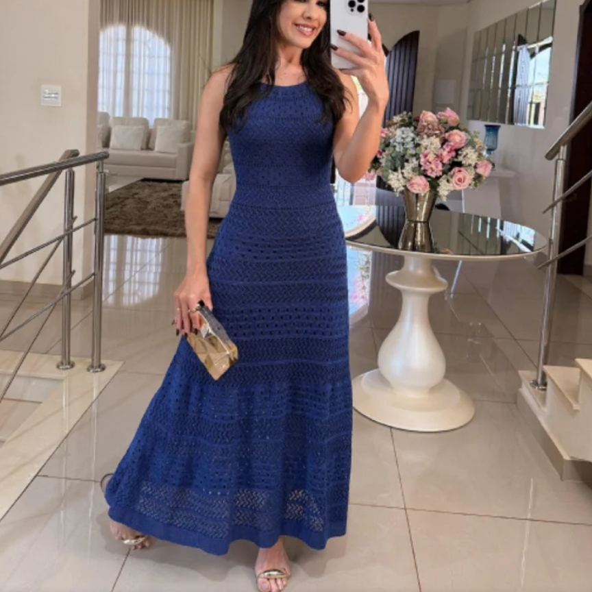 Women's Maxi Dress for Wedding Guests and Events - Blue