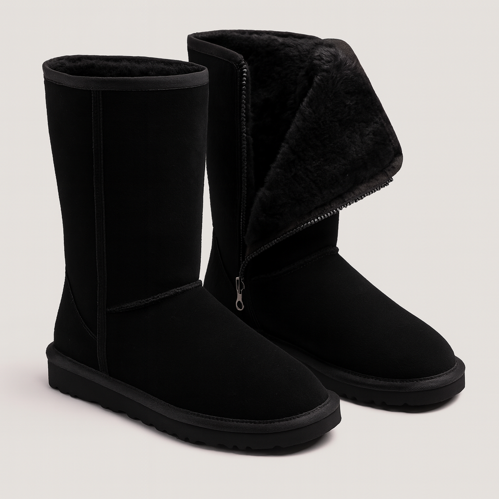 Women's Faux Fur Lined Winter Boots - Black