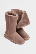 Women's Faux Fur Lined Winter Boots - Brown
