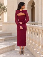 Women's Elegant Long Sleeve Wedding Guest Maxi Dress