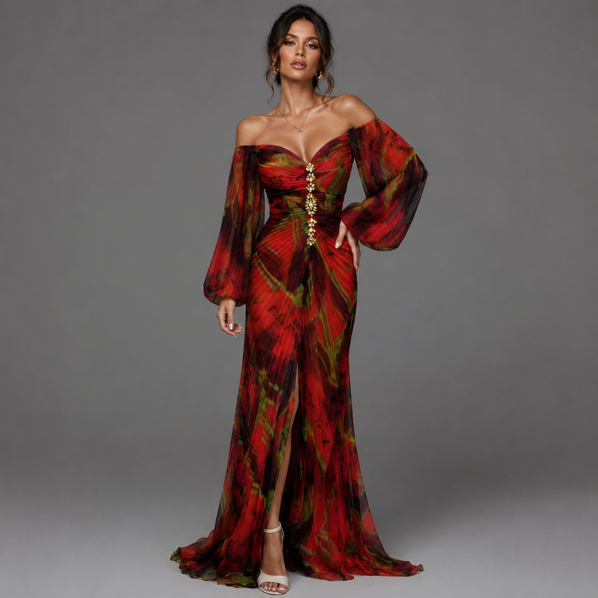 Women's Floral V-Neck Dress for Events