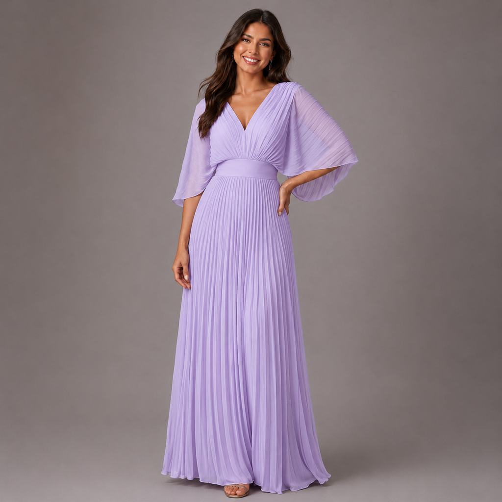 Women's Classic Elegant Wedding Guest Dress - Soft Lavender