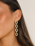 Women's Gold Hammered Oval Cascade Earrings