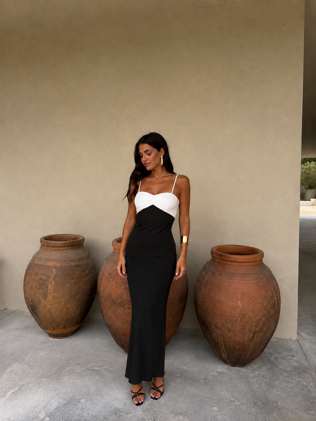 Women's Elegant Black and White Dress