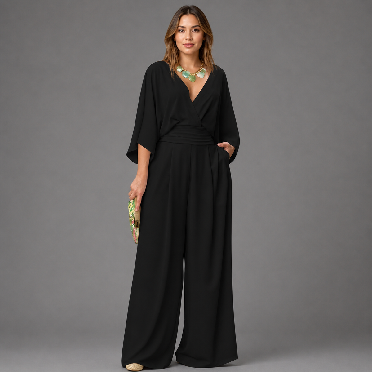 Women's Elegant Jumpsuit for Events and Wedding Guests - Black