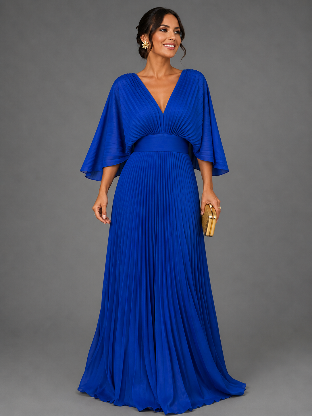Women's Classic Elegant Wedding Guest Dress - Blue