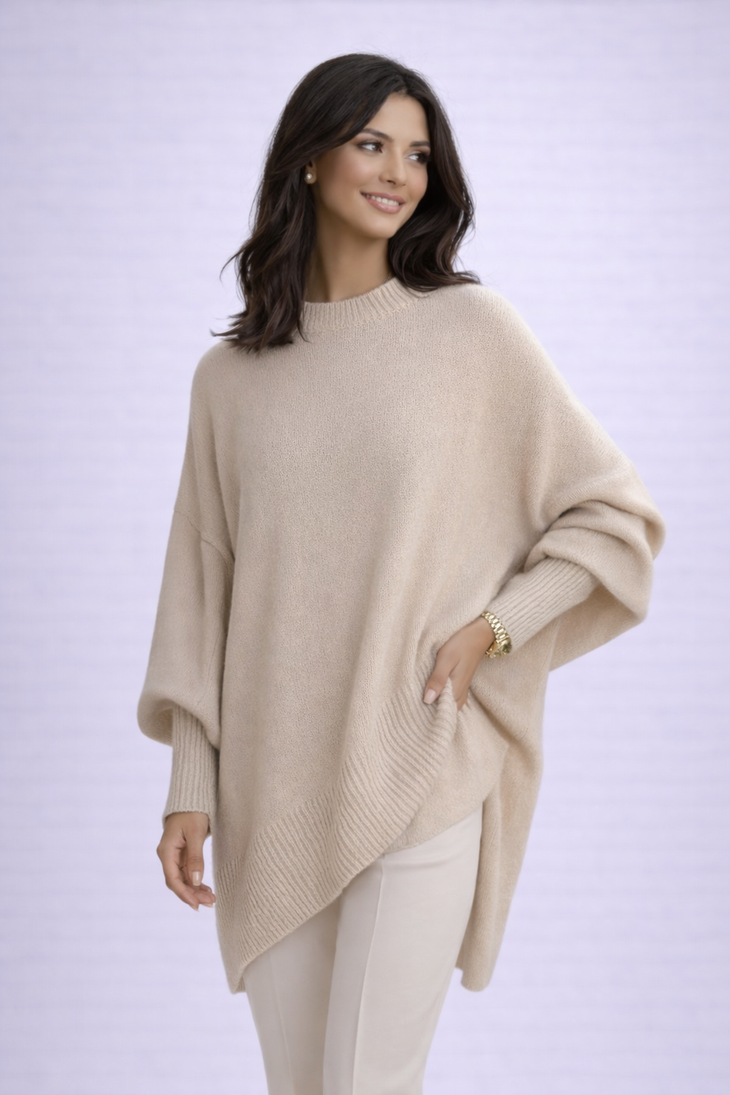 Women's Oversized Asymmetric Knit Cape