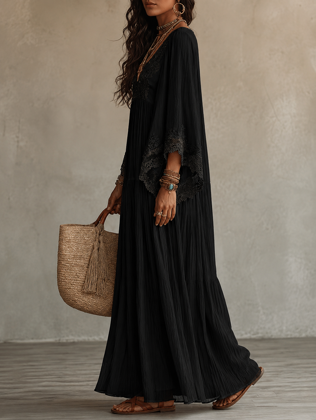 Women's White Boho Maxi Dress