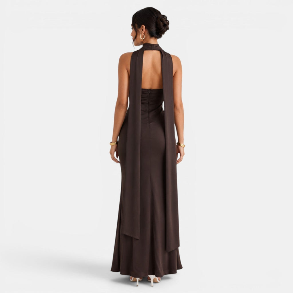 Women's Satin and Lace Maxi Dress