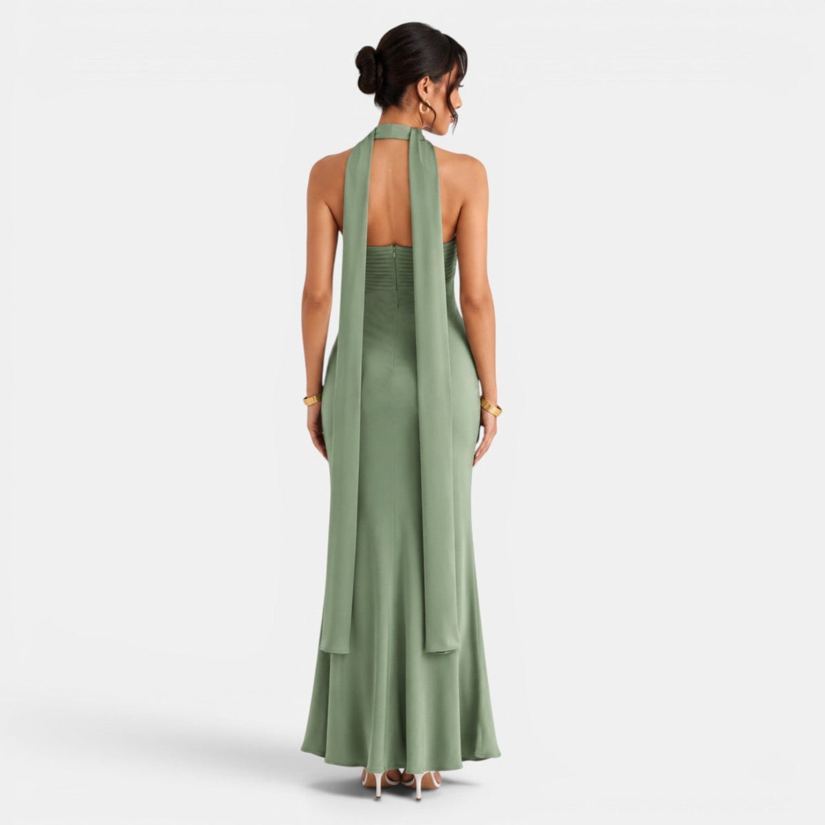Women's Satin and Lace Maxi Dress