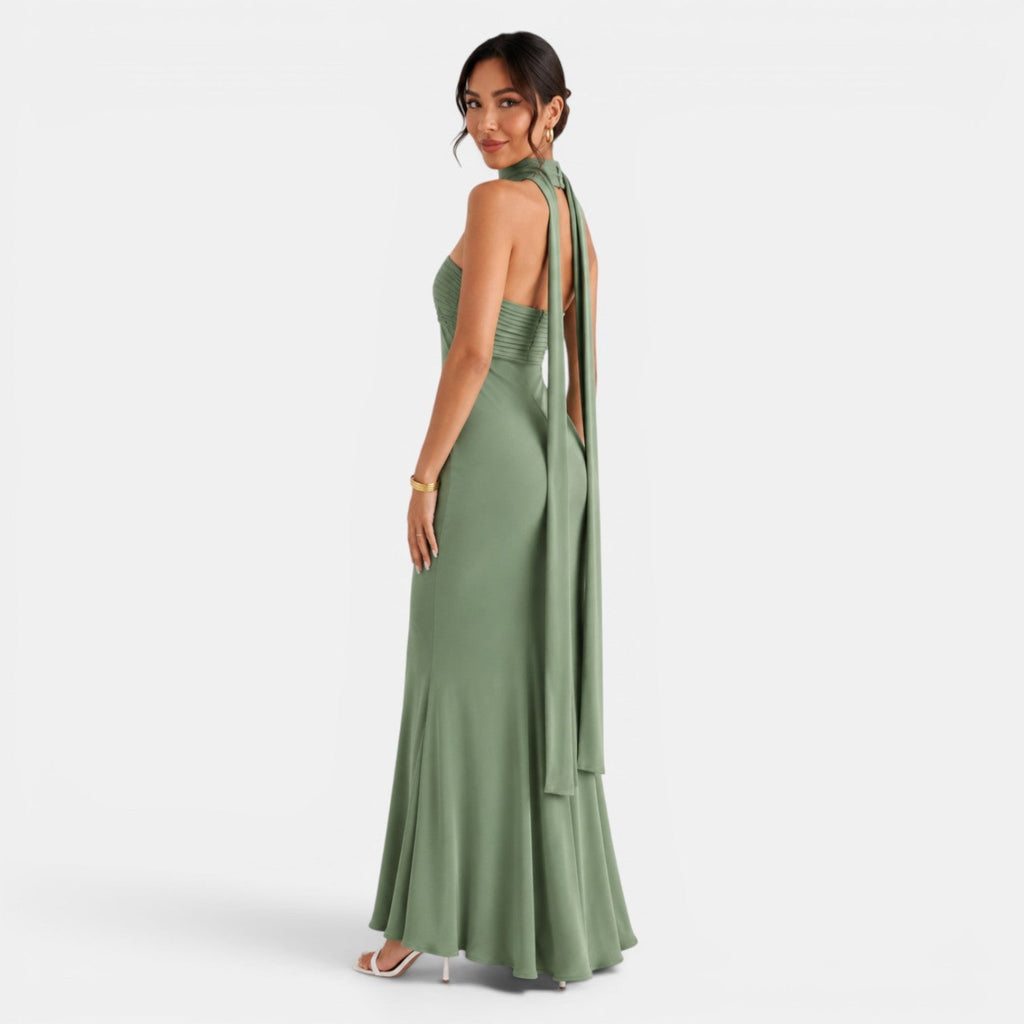 Women's Satin and Lace Maxi Dress