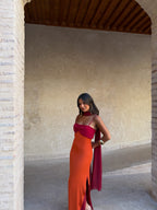 Women's Orange and Red Printed Dress