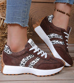 Women's Comfortable Athletic Sneakers - Brown Leopard