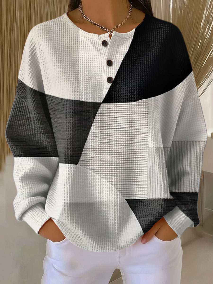 Women's Black and White Two-Tone Knit Sweater - Art Print