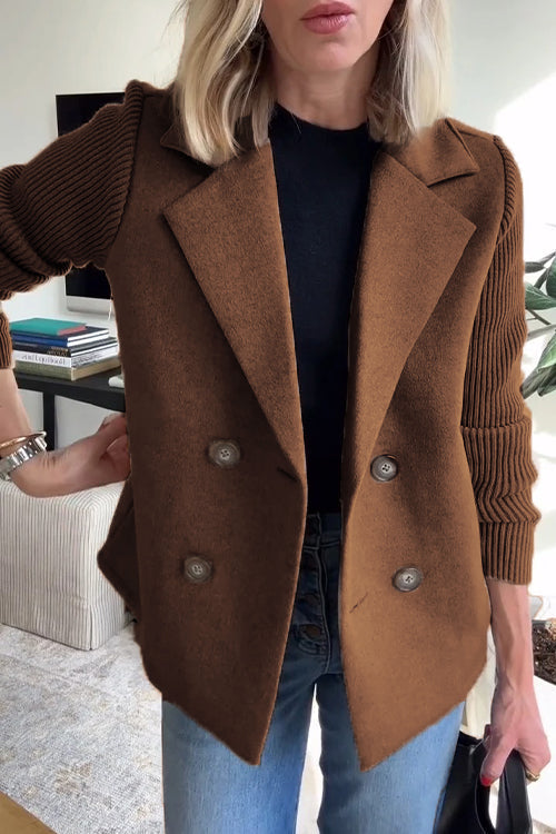 Women's Fitted Knit Blazer - Dark Brown
