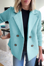 Women's Fitted Knit Blazer - Light Blue