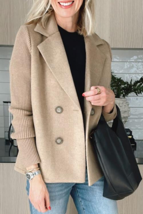 Women's Fitted Knit Blazer - Khaki