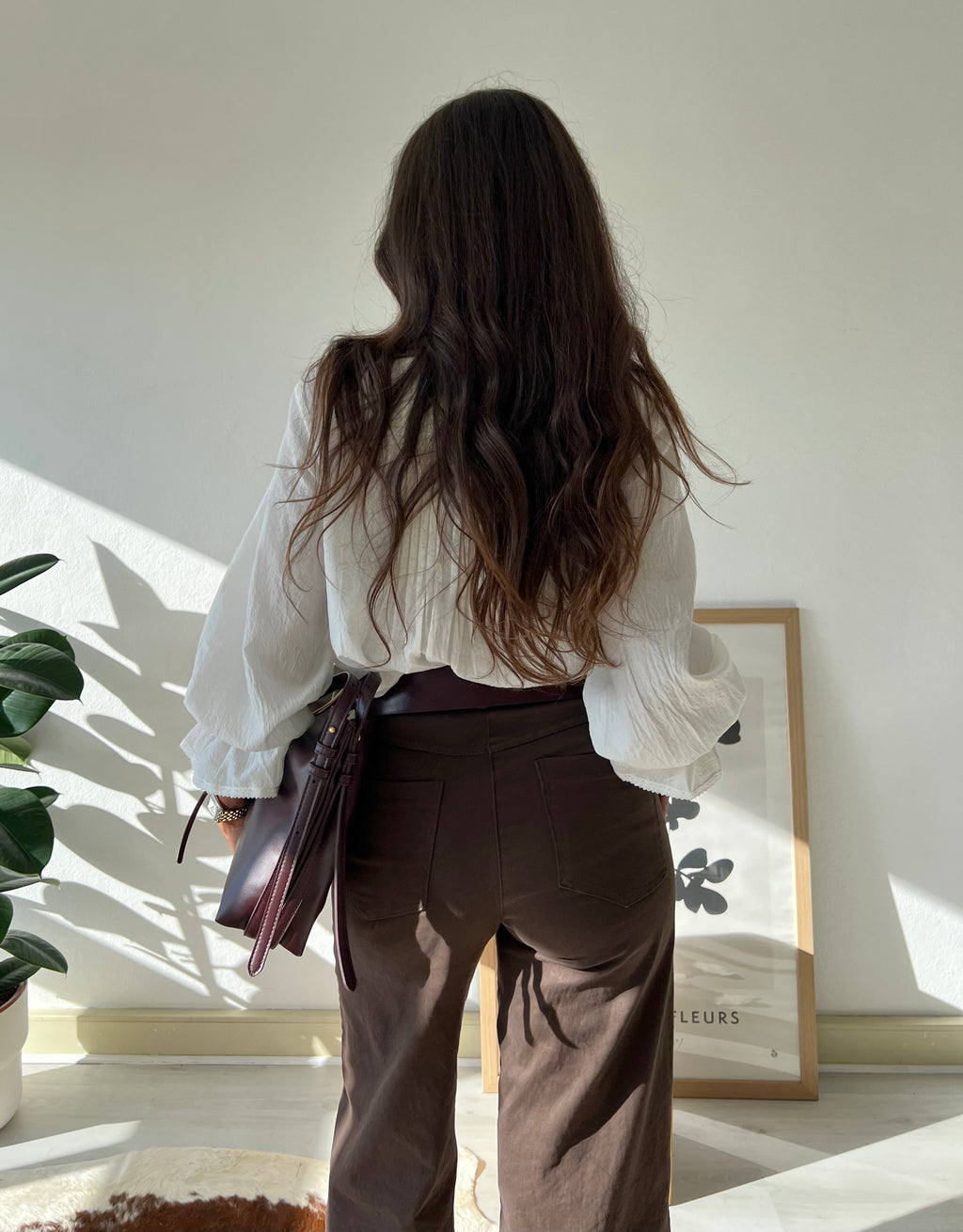 Women's Brown Studded Wide-Leg Pants