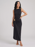 Women's Elegant Brown and Black Dress