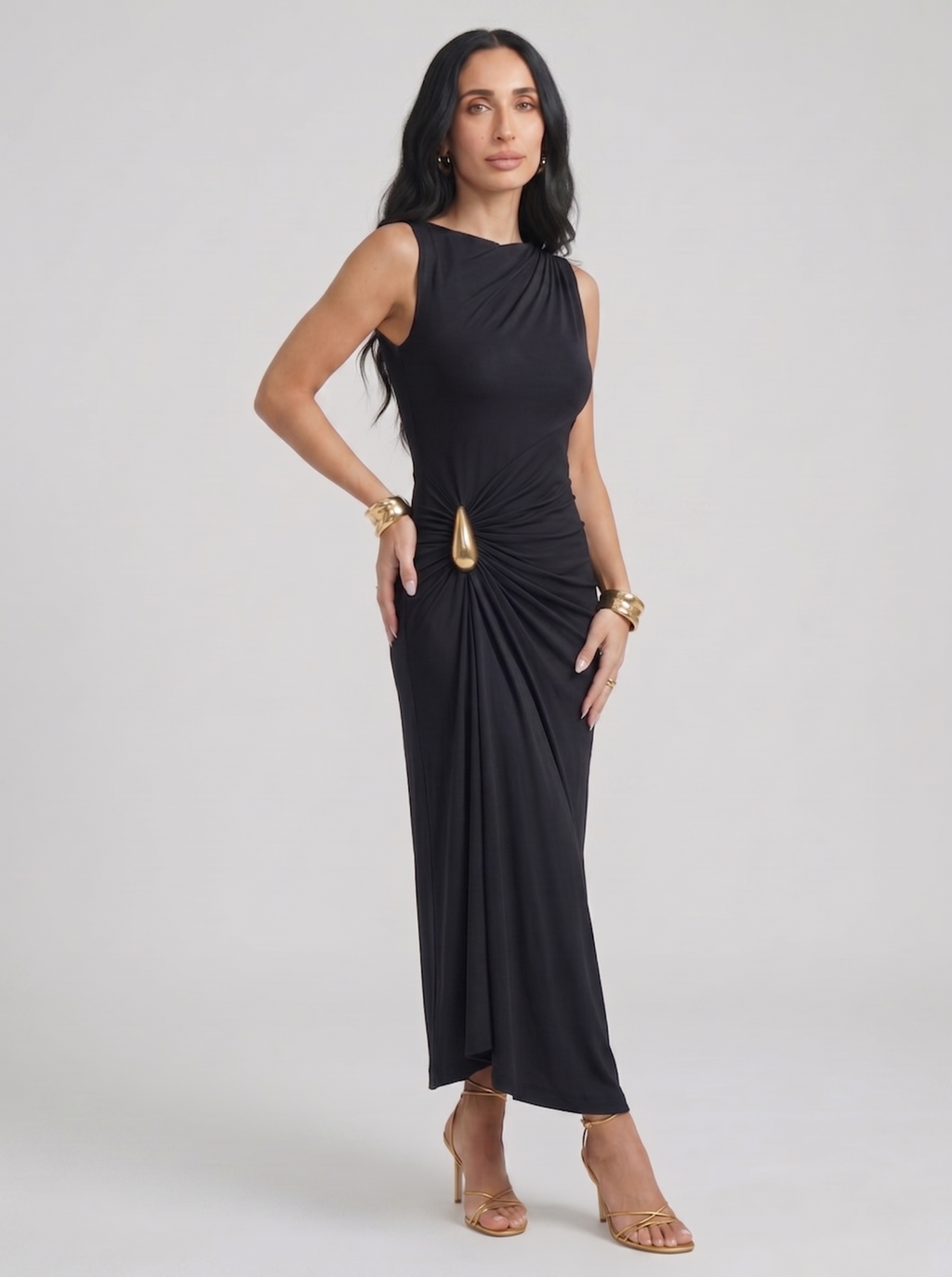 Women's Elegant Brown and Black Dress