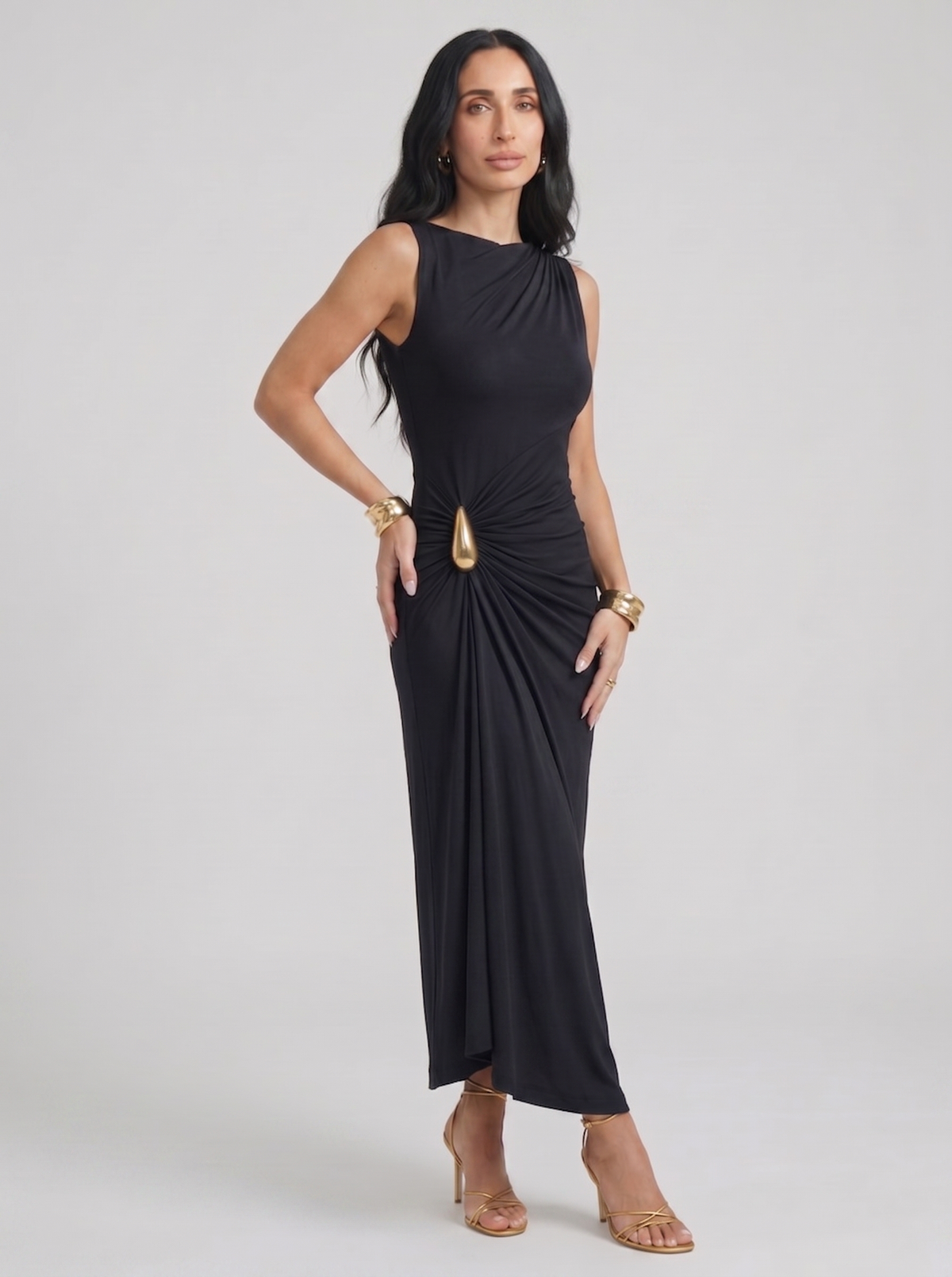 Women's Elegant Brown and Black Dress