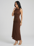 Women's Elegant Brown and Black Dress