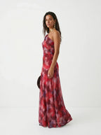 Women's Draped Shoulder Wedding Guest and Formal Maxi Dress