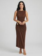 Women's Elegant Brown and Black Dress