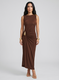 Women's Elegant Brown and Black Dress - Brown