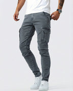 Men's Navy Stretch Cargo Pants - Gray