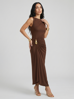 Women's Elegant Brown and Black Dress