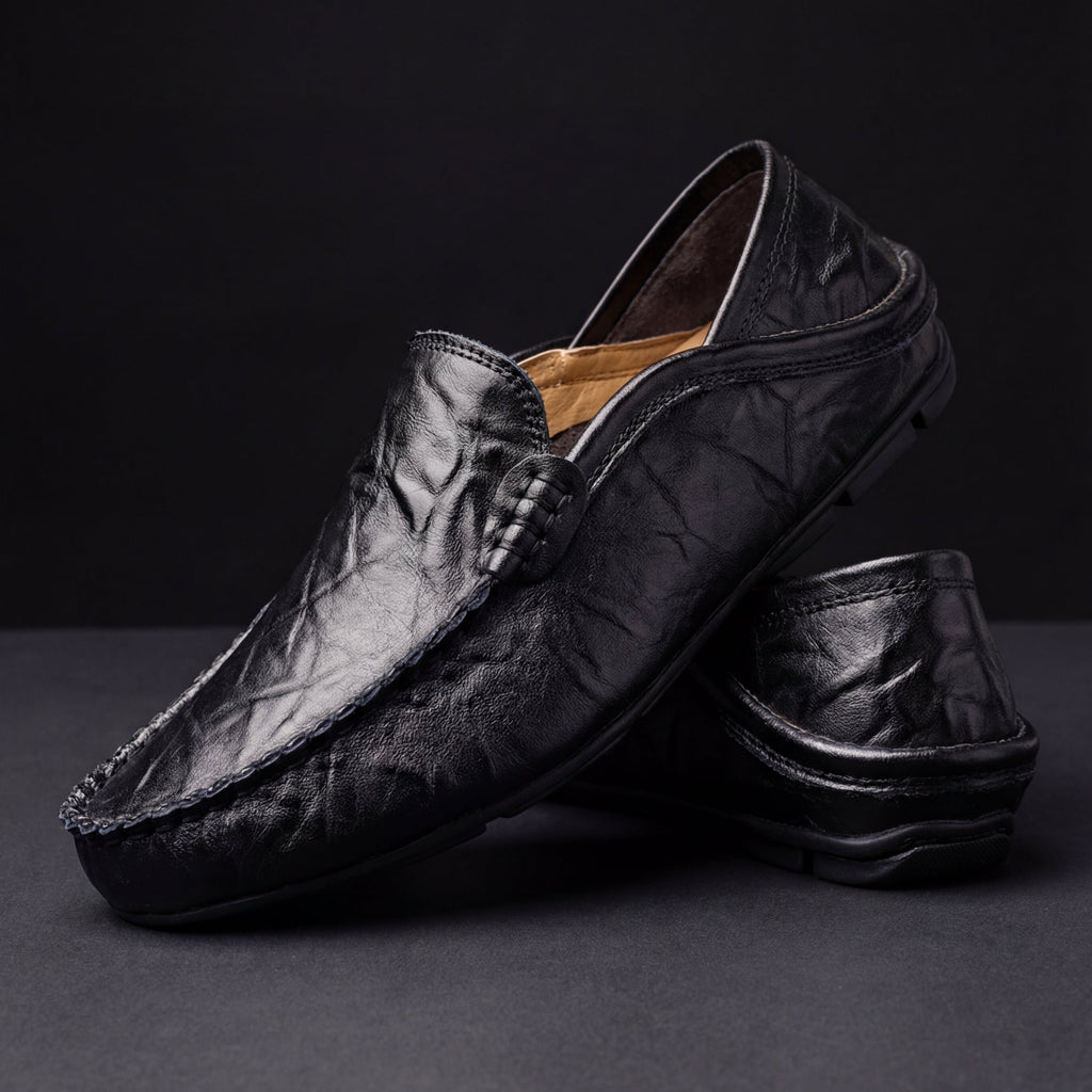 Men's Elegant Leather Loafers - Black
