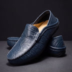 Men's Elegant Leather Loafers - Navy Blue
