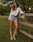 Women's Sierra Suede Knee-High Western Boots - Light Brown