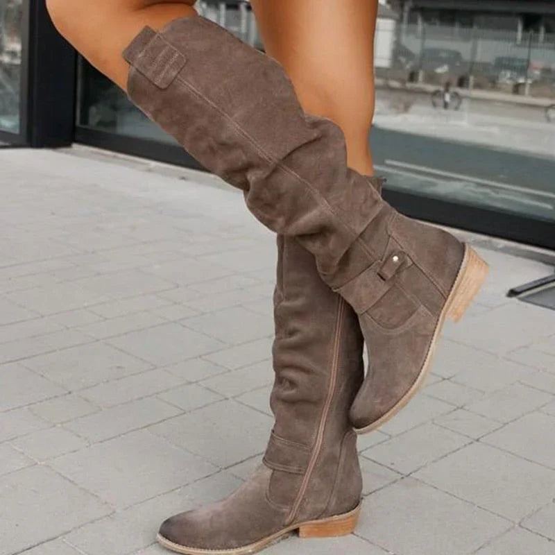 Women's Elegant Warm Suede Boots - Gray