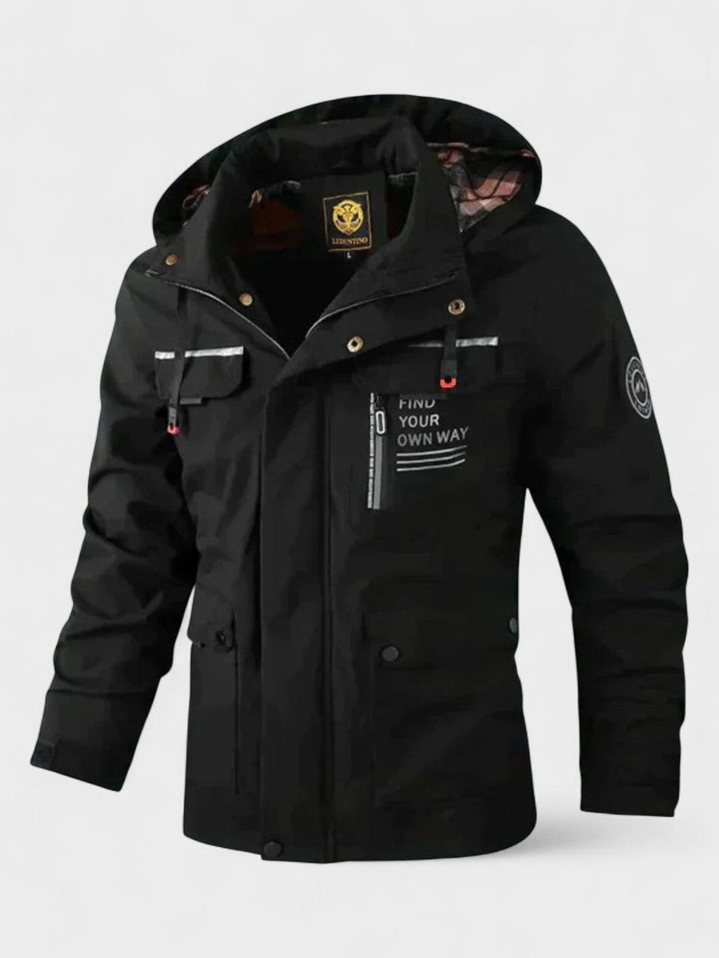 Men's Hooded Padded Winter Jacket - Black