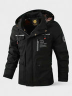 Men's Hooded Padded Winter Jacket - Black