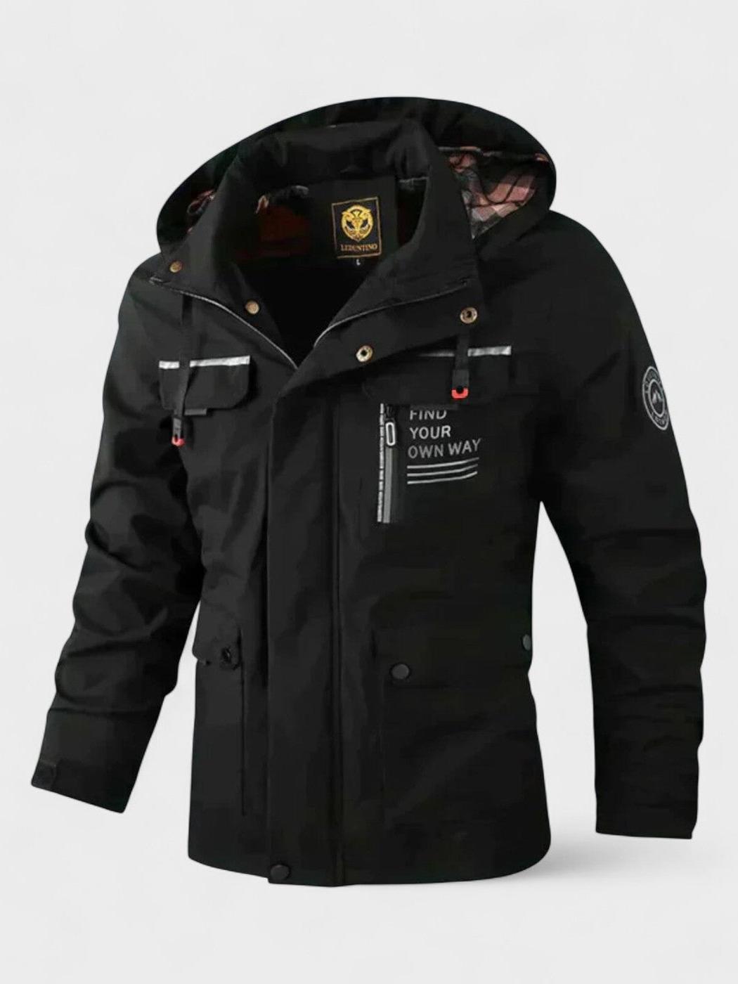 Men's Hooded Padded Winter Jacket - Black